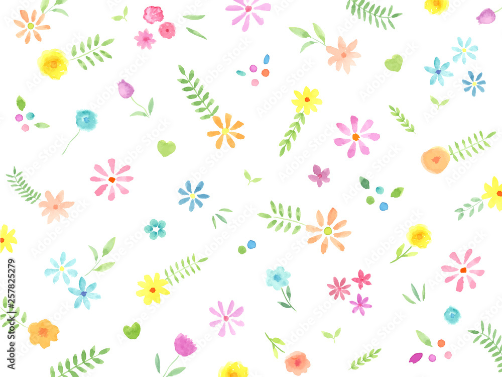 custom made wallpaper toronto digital水彩の花と葉　背景　壁紙