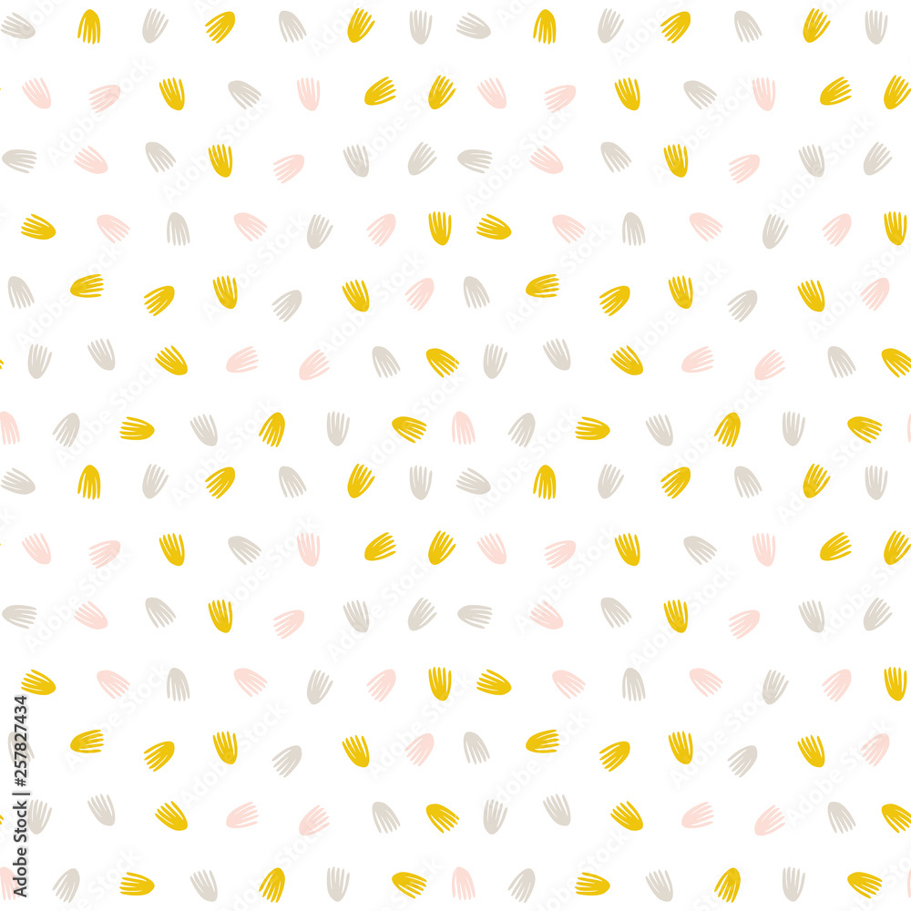 Vector  seamless abstract background with small pastel colored elements, freehand doodles pattern.