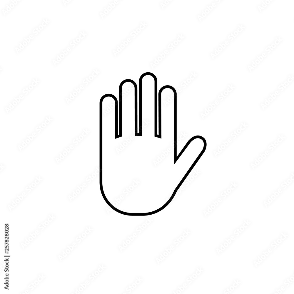 Stop vector icon. Hand line symbol. Stop vector icon. Hand line symbol.