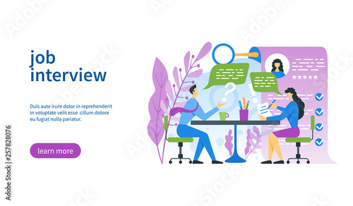 Job interview. Vector flat illustration. Modern landing page template
