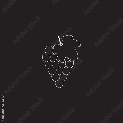 Bunch of grapes with leaf flat vector icon for food apps and websites