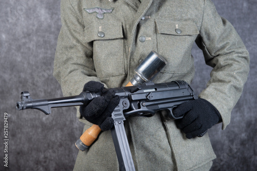 Fotografie, Obraz grenade and machine gun of the German soldier in jacket the second world war