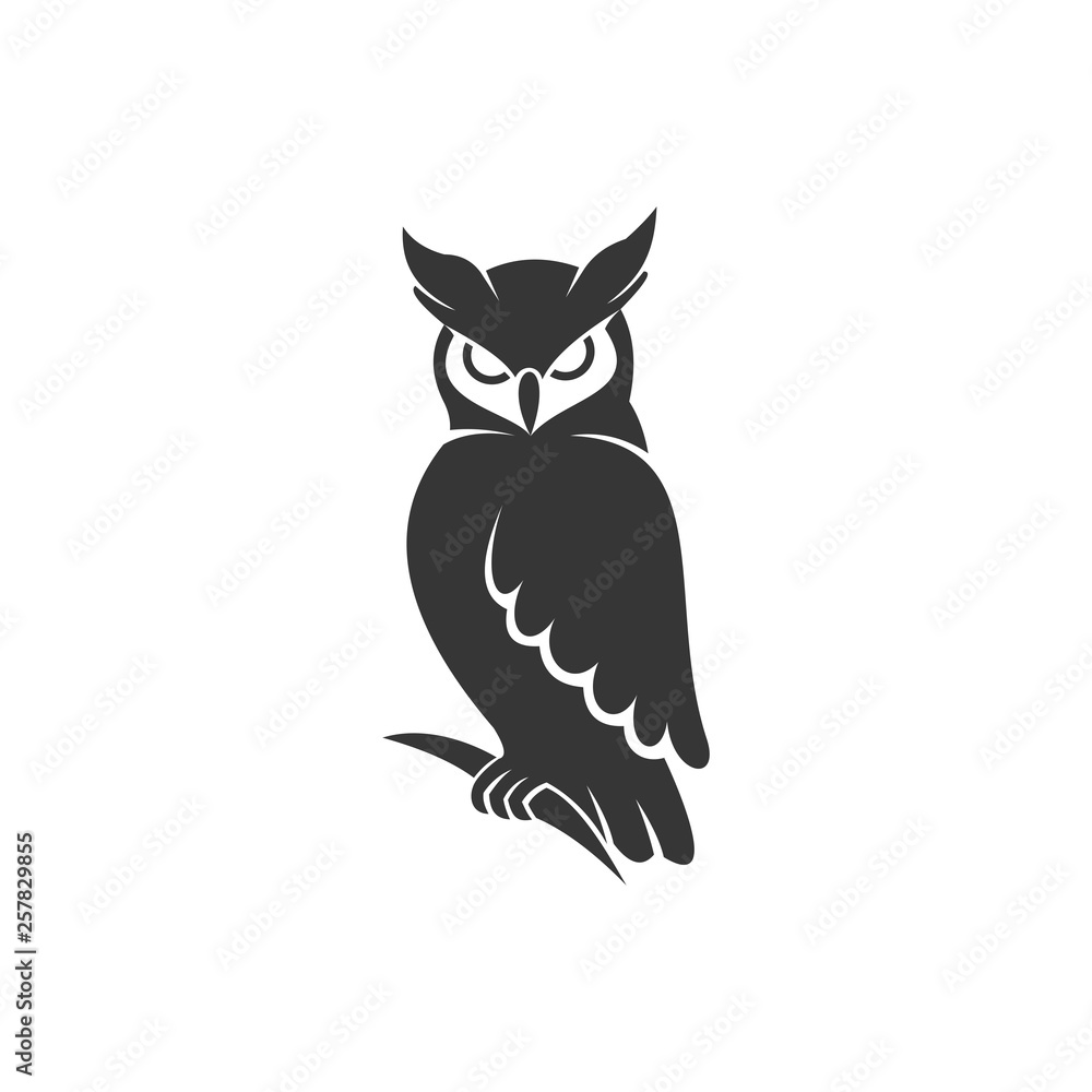 owl logo vector black - obrazy, fototapety, plakaty 