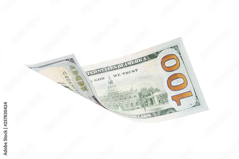One hundred dollars isolated on white background. new one hundred dollars. One hundred dollars isolated on white background. new one hundred dollars.