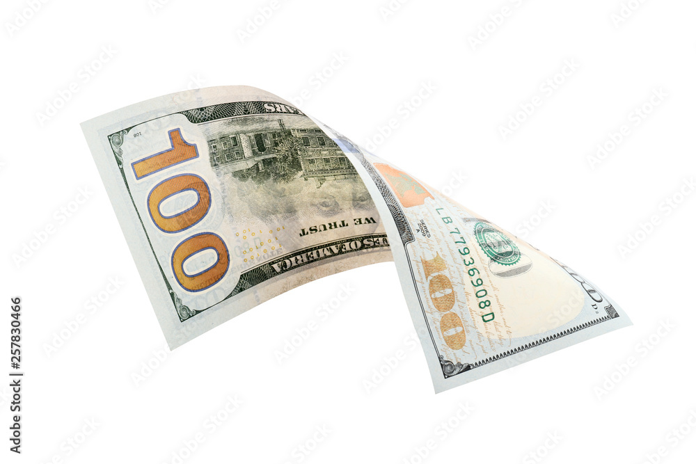 One hundred dollars isolated on white background. new one hundred dollars. One hundred dollars isolated on white background. new one hundred dollars.