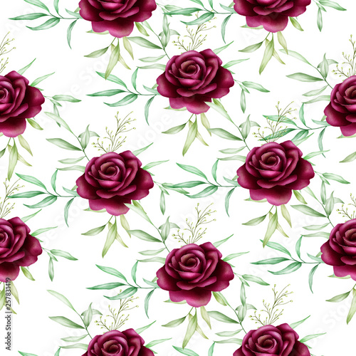 beautiful seamless pattern watercolor floral leaves © mariadeta