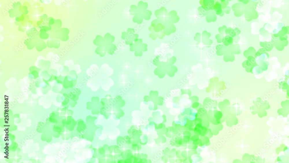 パステルカラーの四つ葉のクローバーパーティクル