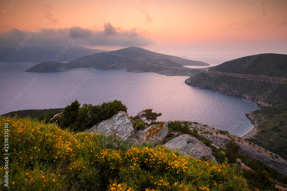 Moody morning view of the Fourni coastline, Greece. Moody morning view of the Fourni coastline, Greece.