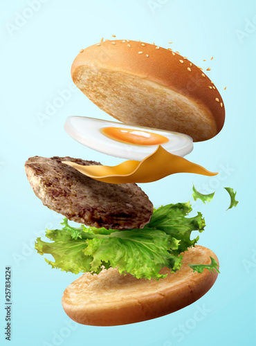 Delicious egg hamburger
