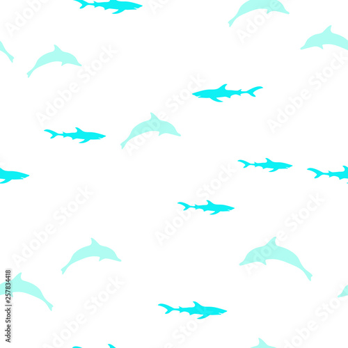 Underwater scene. Colorful fish groups in clean sea water. Seamless vector EPS 10 pattern.