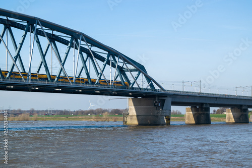 Dutch Train Passing Bridge Nijmegen