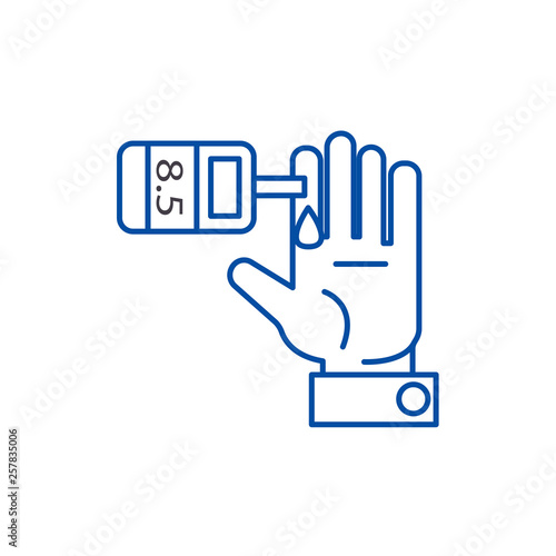 Sugar blood level,diabetes line concept icon. Sugar blood level,diabetes flat  vector website sign, outline symbol, illustration.