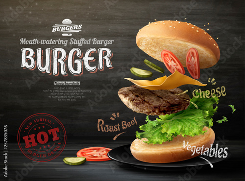Fotografie, Obraz Hamburger ads design