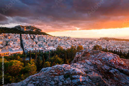 View of Athens and Acropolis from Strefi Hill.