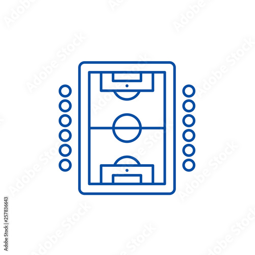 Table soccer play line concept icon. Table soccer play flat  vector website sign, outline symbol, illustration.