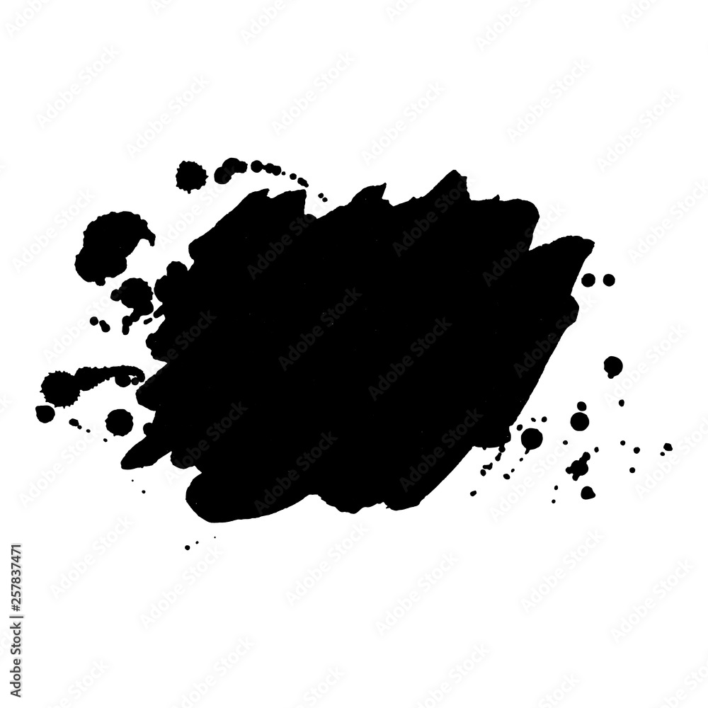 Abstract black ink splash. Vector illustration. Grunge texture for
