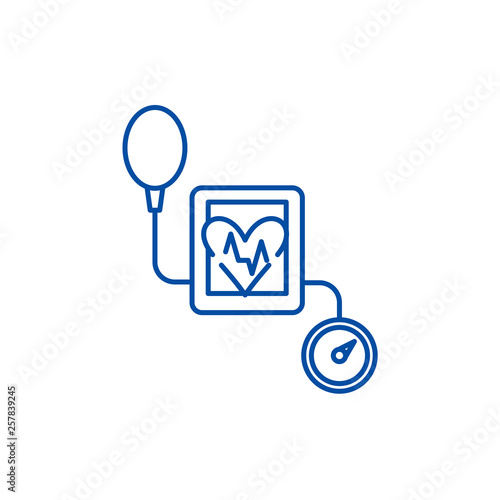 Tonometer line concept icon. Tonometer flat  vector website sign, outline symbol, illustration.