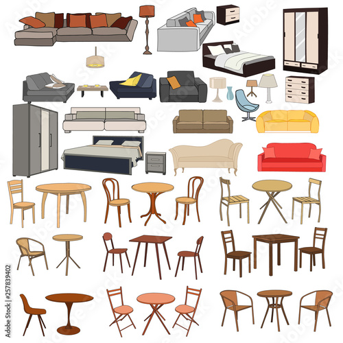 set, collection of furniture for home