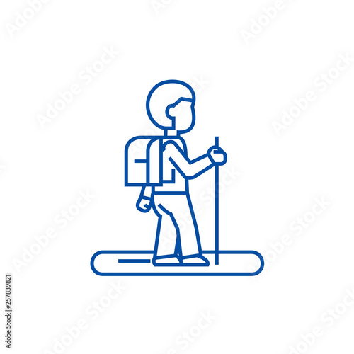 Tourister line concept icon. Tourister flat  vector website sign, outline symbol, illustration. photo