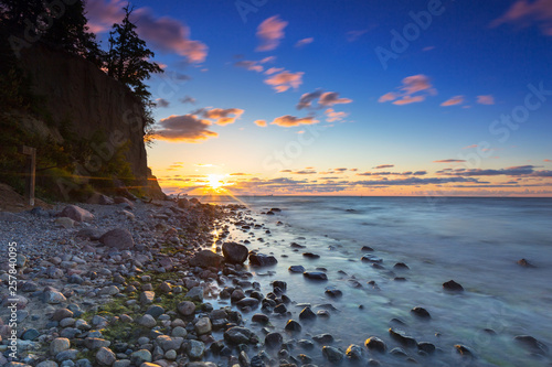 Fototapeta Naklejka Na Ścianę i Meble -  Baltic sea and Cliff of Orlowo at sunrise, Poland