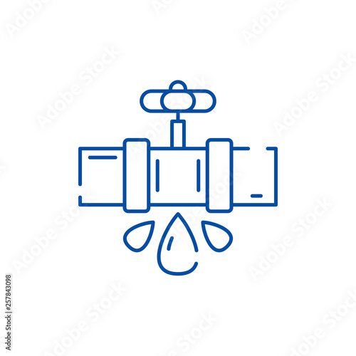 Water pipes line concept icon. Water pipes flat  vector website sign, outline symbol, illustration.