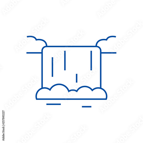 Waterfall line concept icon. Waterfall flat  vector website sign, outline symbol, illustration.