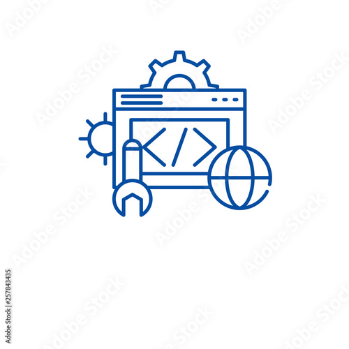 Web development line concept icon. Web development flat  vector website sign, outline symbol, illustration.