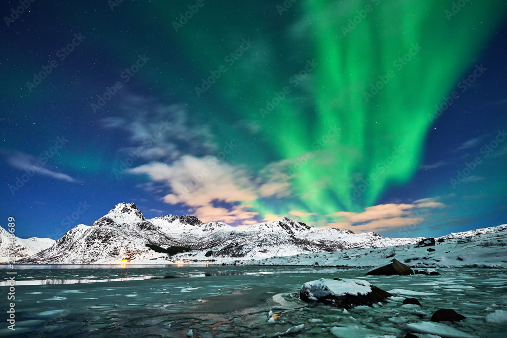 Aurora borealis landscape