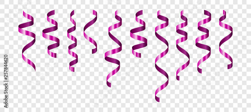 Set of magenta confetti on transparent background