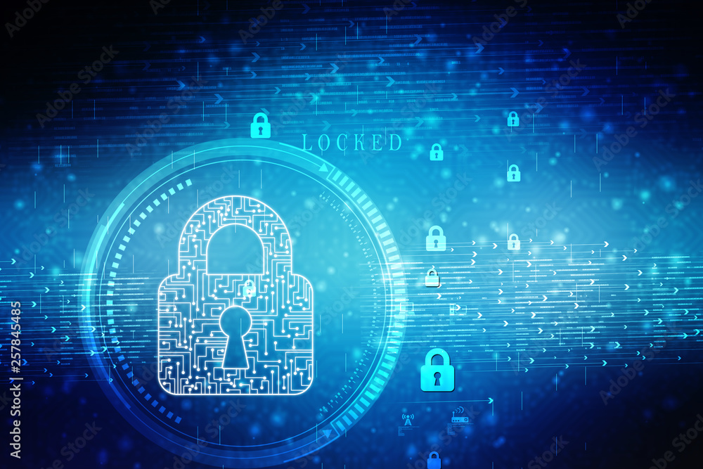 2d illustration Safety concept: Closed Padlock on digital background 2d illustration Safety concept: Closed Padlock on digital background