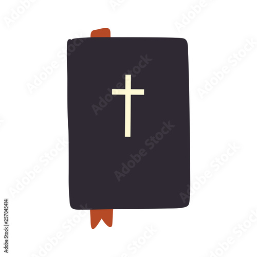 Bible with bookmark doodle hand drawn vector illustration isolated on white background