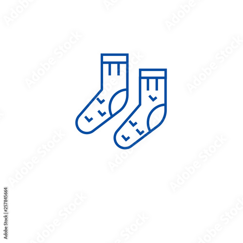 Wool socks line concept icon. Wool socks flat  vector website sign, outline symbol, illustration.