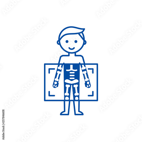 X ray,medical diagnostics man  line concept icon. X ray,medical diagnostics man  flat  vector website sign, outline symbol, illustration.