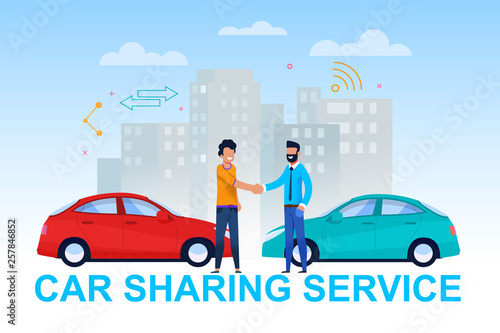 Car Sharing Service Banner. Vehicle Handover.
