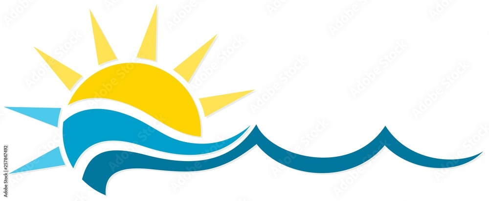 Fototapeta premium Sun and Blue Wave Symbol. 