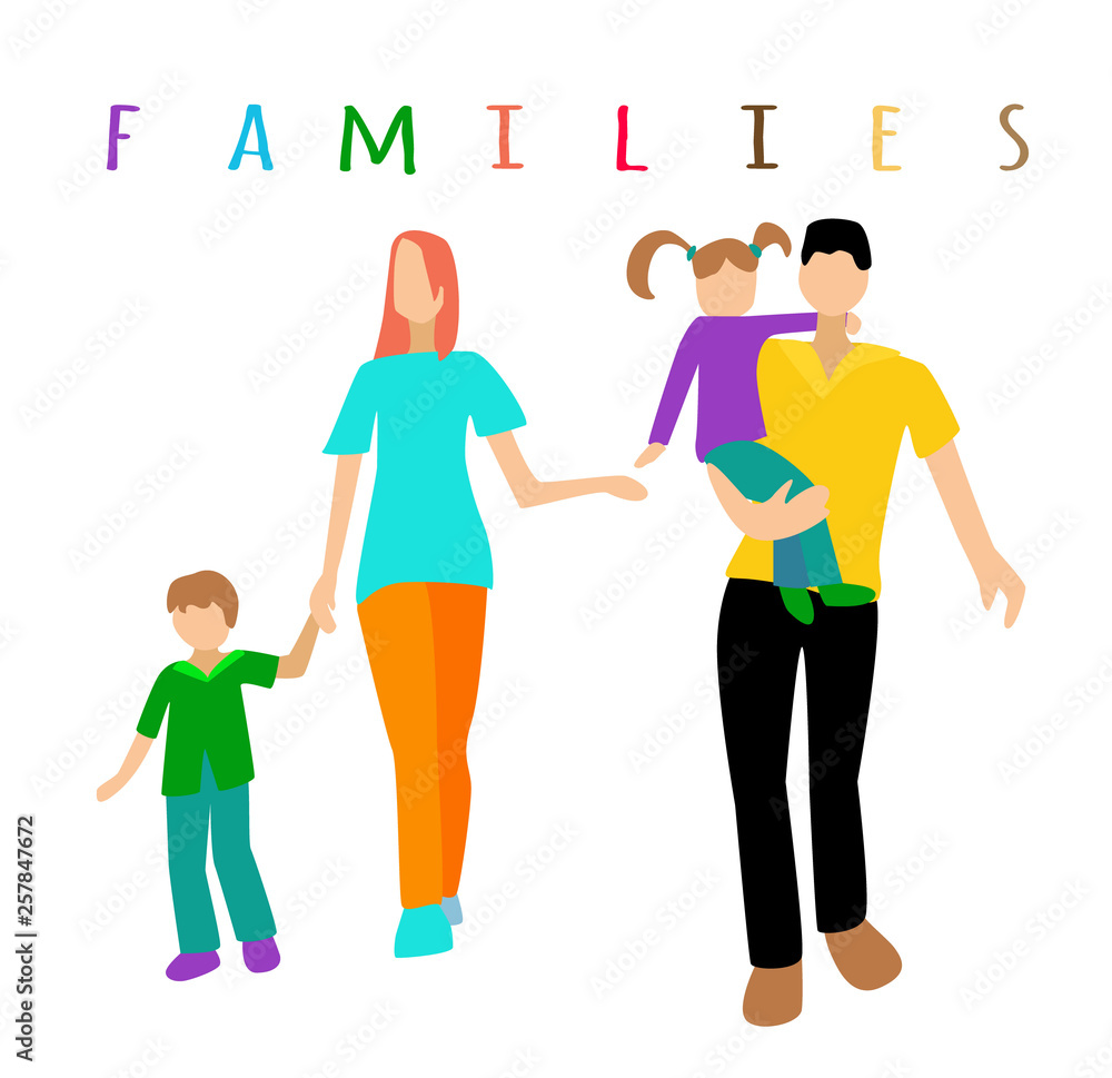 Obraz premium set of family for a walk. Young family