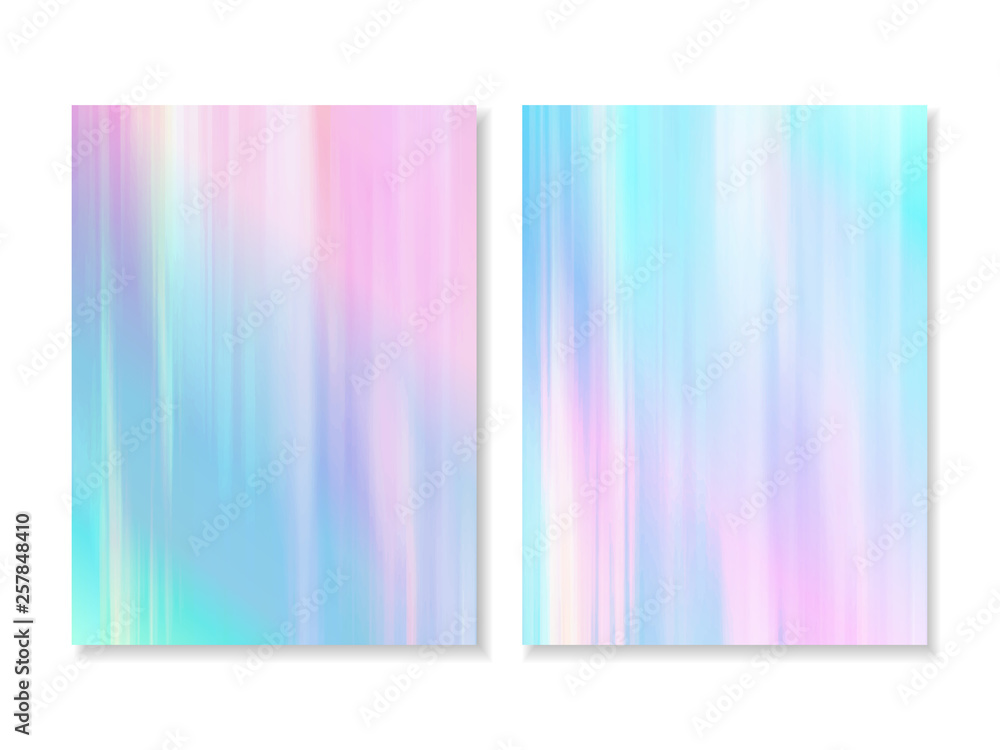 Vector abstract holographic background 80s - 90s, trendy colorful texture in pastel, neon color design. Template design cover, book, printing, gift card, fashion.