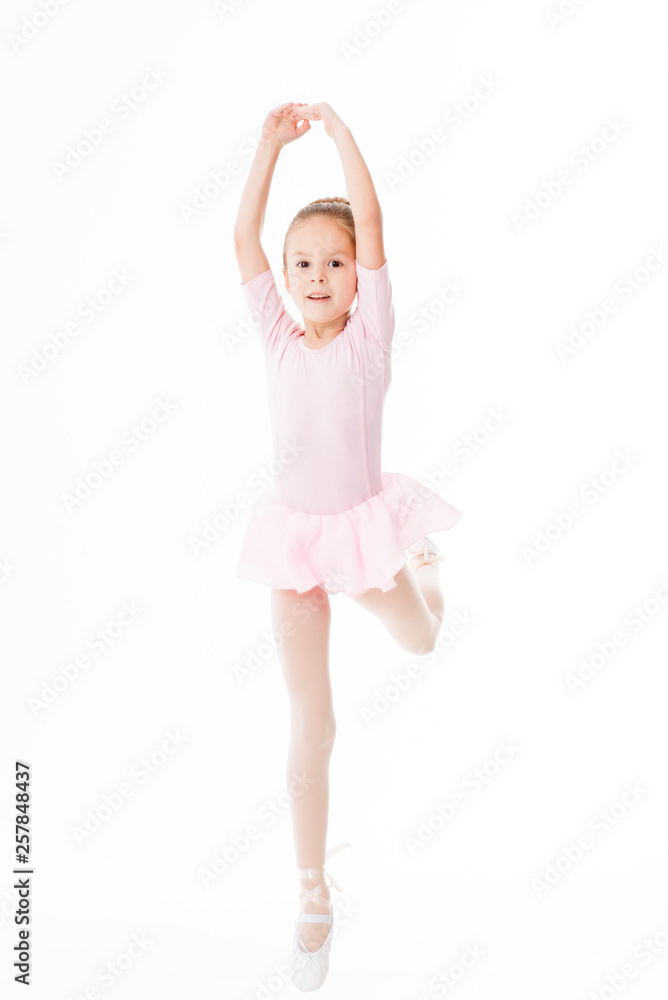 The little ballerina poses in a dancing dress The little ballerina poses in a dancing dress