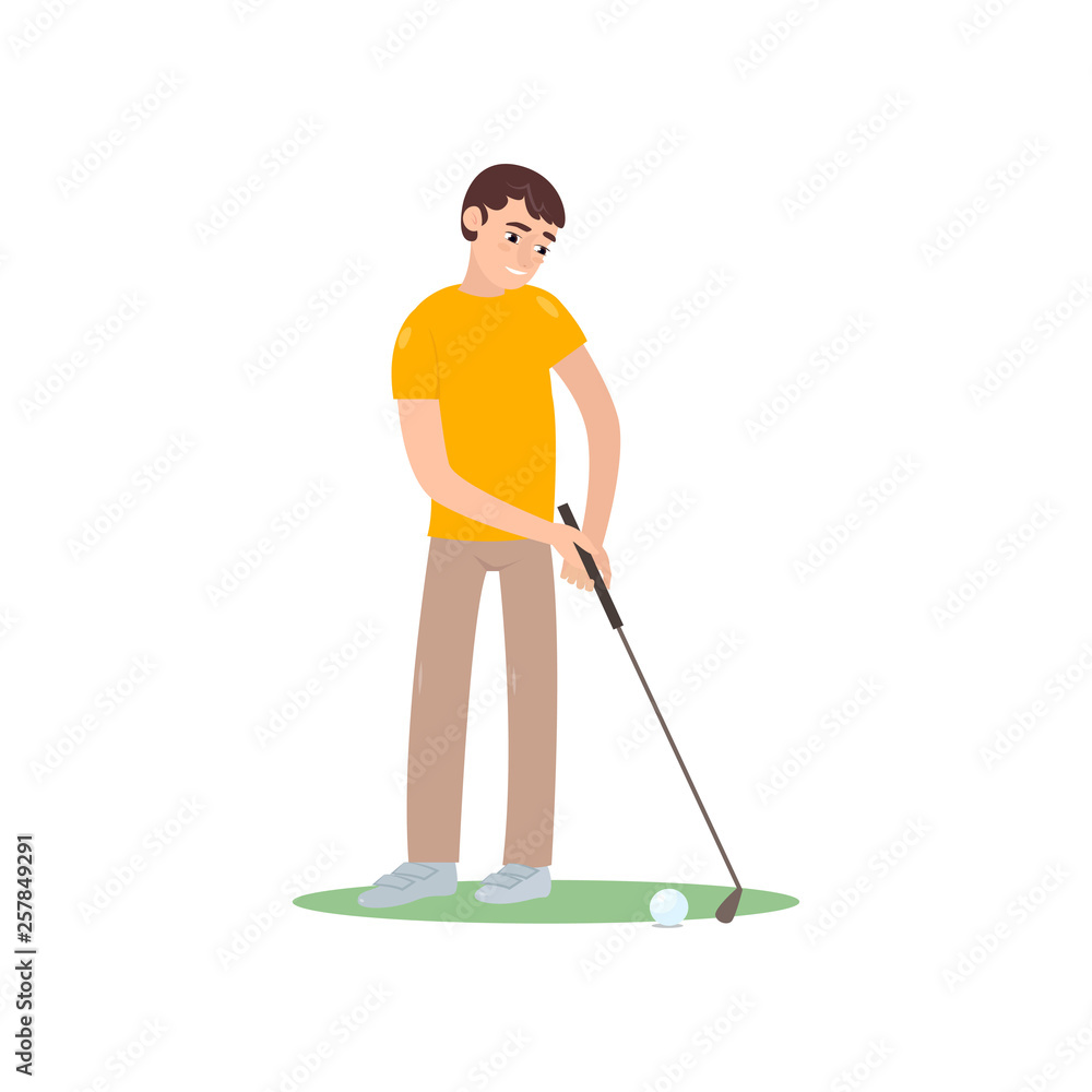 Golf player striking ball isolate on white background Golf player striking ball isolate on white background