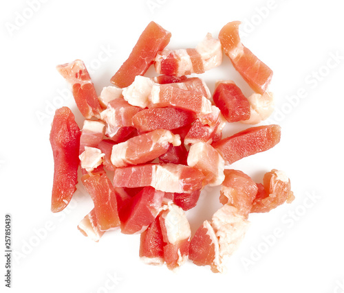 Canvas Print bacon cubes isolated on white background