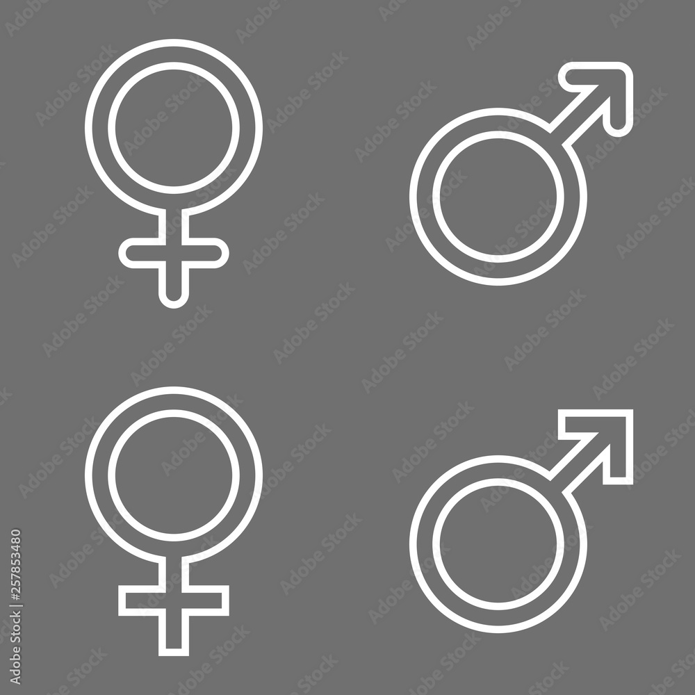 Set of male and female line symbols Set of male and female line symbols