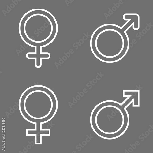 Set of male and female line symbols