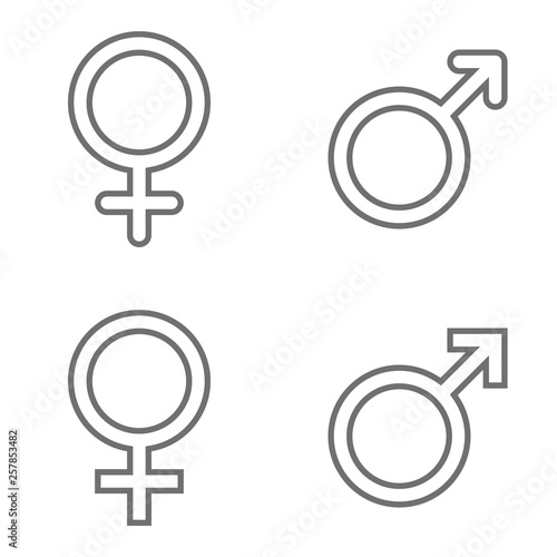 Set of male and female line symbols