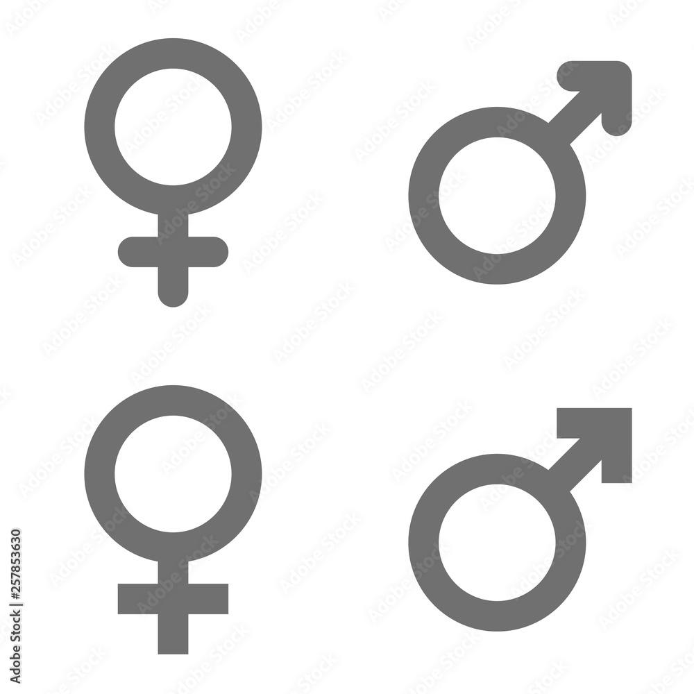 Set of male and female symbols Set of male and female symbols