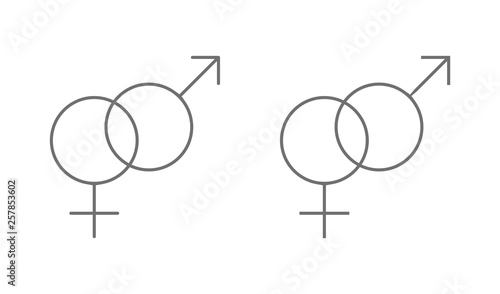 Set of male and female line symbols combination