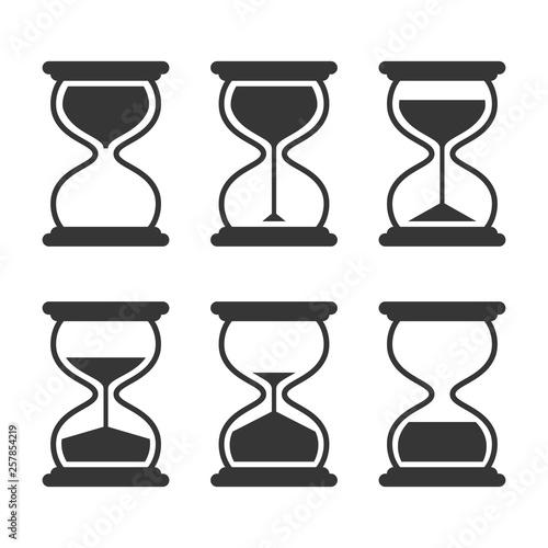 Hourglass retro vector icons set. Isolated on white background