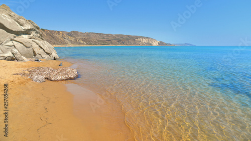 beautiful seascape with clear turquoise water on the beach Torre Salsa, Siculiana, Agrigento Sicily, Italy