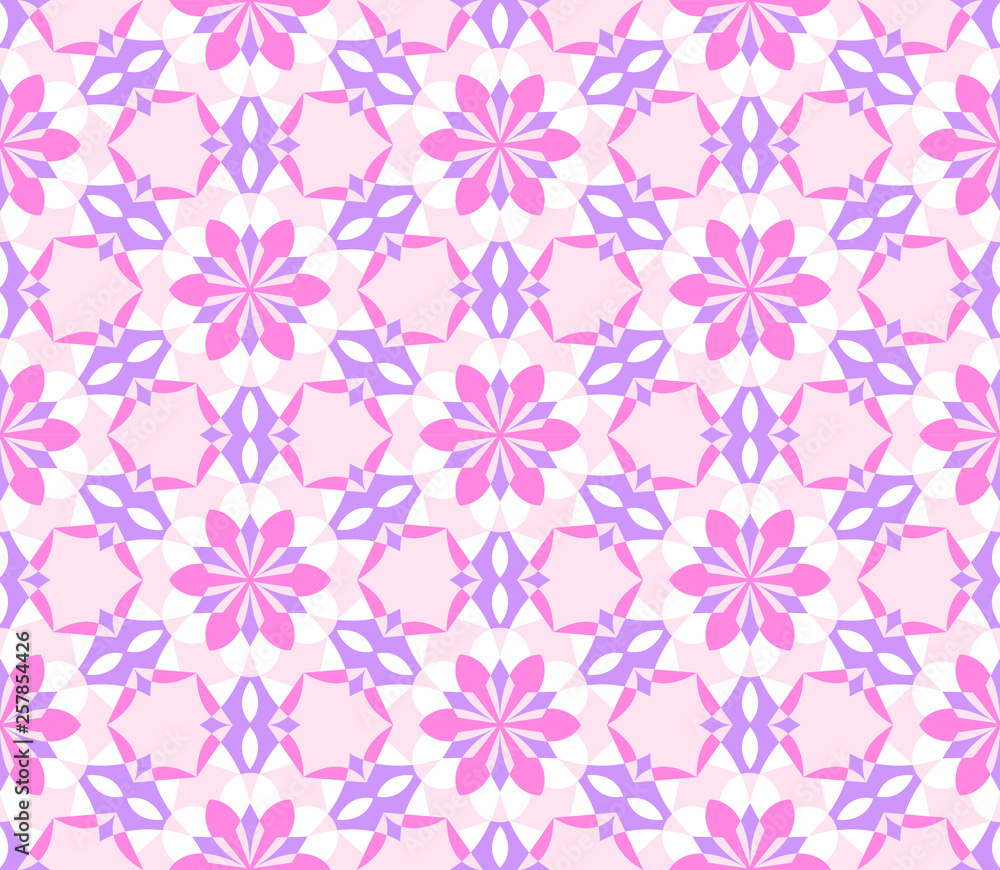Kaleidoscope seamless pattern in Pink and Violet Kaleidoscope seamless pattern in Pink and Violet