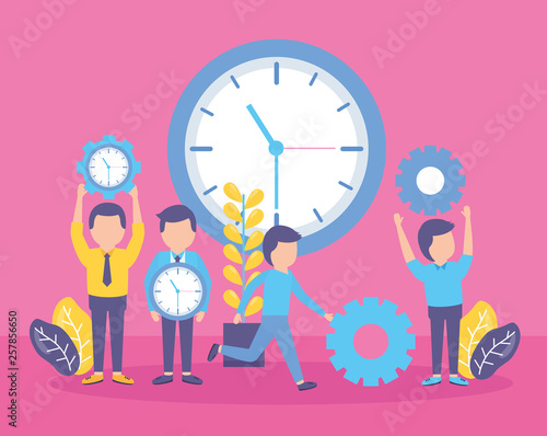 business people time clock