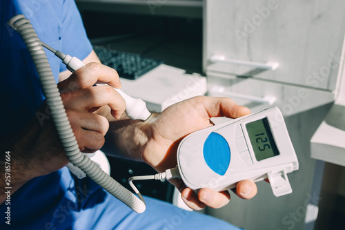 medical vascular doppler diagnostics of blood flow in the vein and artery.